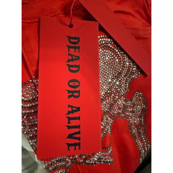 Guapi Skeleton Pants Mens 30 Red Crystal Rhinestone Limited Edition Buckle Zip - Picture 8 of 12